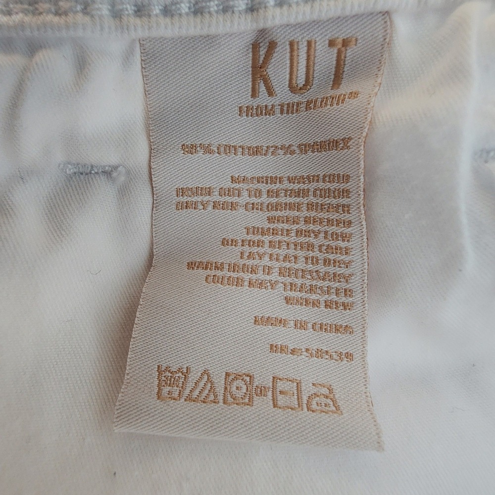 KUT from the Kloth 12 White Cropped Flare Jeans Raw Hem Boho Coastal Summer - Picture 10 of 12